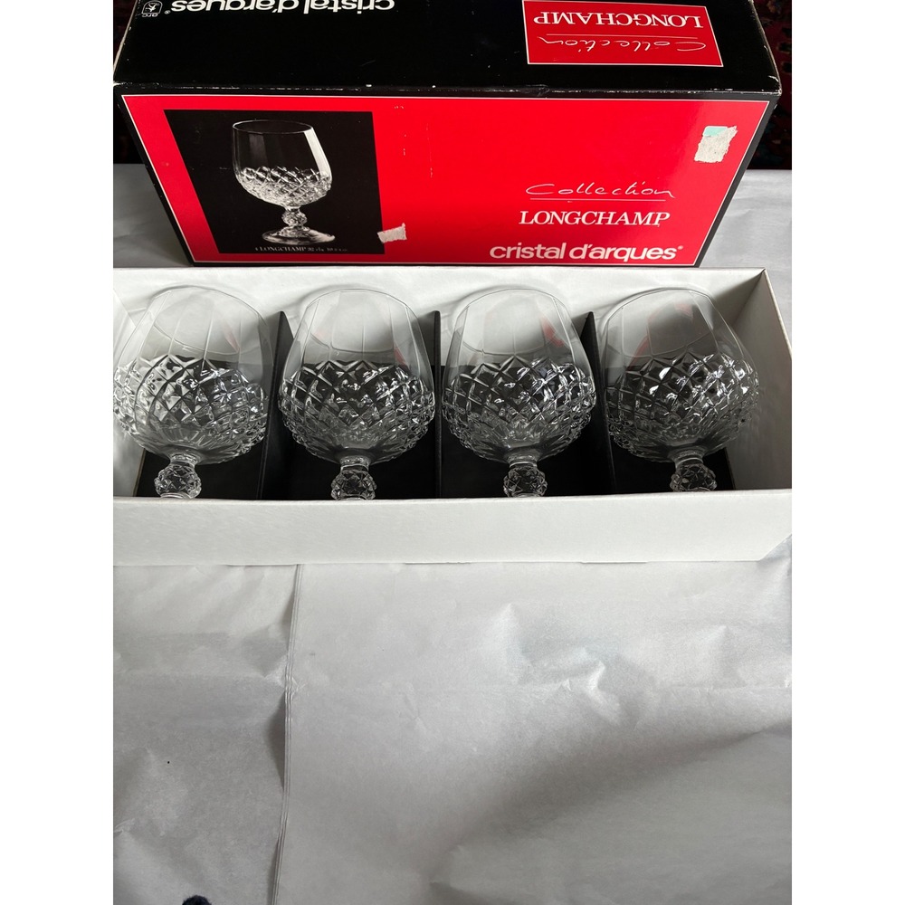 Cristal d'Arques Brandy Snifters Set 4 Longchamp 10.75oz Lead Crystal France